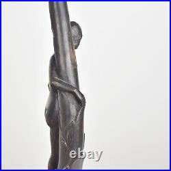 Expressionist Carved Wood Nude Woman Sculpture Lamp Base Art Deco Bauhaus