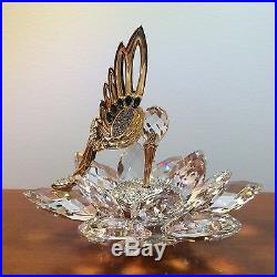 Extremely RARE Swarovski Gold Hummingbird Crystal in Flight Retired HTF