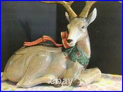 FITZ AND FLOYD REINDEER With RIBBON LARGE CENTER PIECES