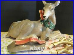 FITZ AND FLOYD REINDEER With RIBBON LARGE CENTER PIECES