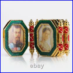 Faberge Egg Replica Made Russia Gift Box Napoleonic Egg withPortrait Frames Green