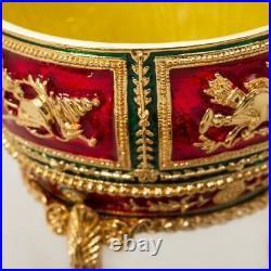 Faberge Egg Replica Made Russia Gift Box Red Napoleonic Egg with Portraits Frames