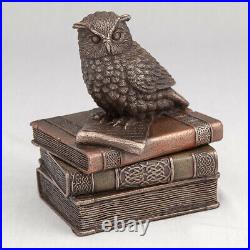 Figurine Sculpture Veronese Engraved Box Statue The Owl Books Bronze Home Decor