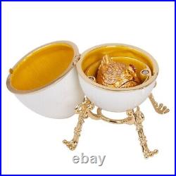 First Hen Faberge Egg Replica Jewelry Box White Gold Easter Egg