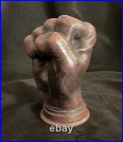 Fist of power statue Real wood, handmade, life size, ebony/mahogany, heavy