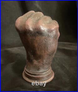 Fist of power statue Real wood, handmade, life size, ebony/mahogany, heavy