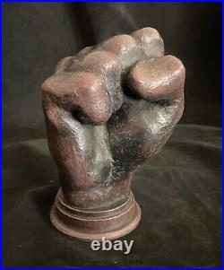 Fist of power statue Real wood, handmade, life size, ebony/mahogany, heavy