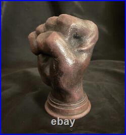 Fist of power statue Real wood, handmade, life size, ebony/mahogany, heavy