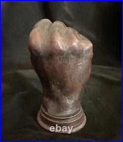 Fist of power statue Real wood, handmade, life size, ebony/mahogany, heavy