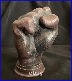 Fist of power statue Real wood, handmade, life size, ebony/mahogany, heavy