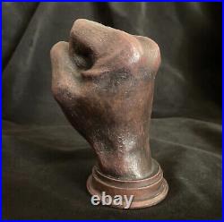 Fist of power statue Real wood, handmade, life size, ebony/mahogany, heavy