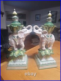 Fitz and Floyd Cape Town 16 inch porcelain elephant Pair
