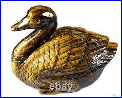 Flash 4.7 Gold Tiger's Eye Carved Crystal Duck, Realistic, Crystal Healing