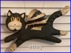 Flying Cat Folk Art By Sally Lazar 1995 Country Classics- Excellent