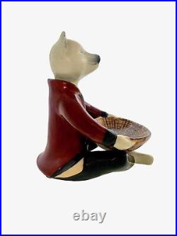 Fox Holds Dish Figurine Small Animal Butler with Tray Ceramic Whimsical Decor