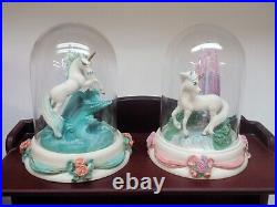 Franklin Mint SET of 12 UNICORNS 5 1/4 Tall withGlass Dome