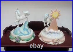 Franklin Mint SET of 12 UNICORNS 5 1/4 Tall withGlass Dome