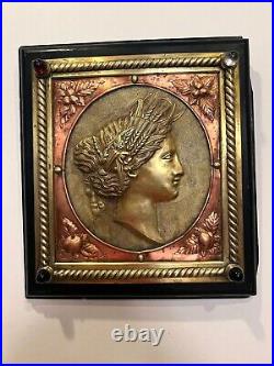 French Relief Ceres Hand Crafted On Cooper Brass antique sculpture plaque