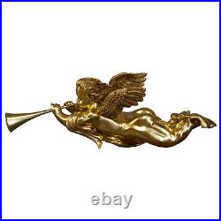 Gabriel Angel Gold Leaf Hanging Sculpture Trumpet Cherub Holiday Christmas 50