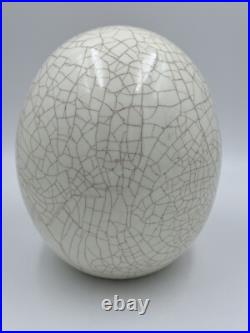 Ge-Type Ware or Guan Ware Style White Crackled Glaze Ovoid Ceramic Sculpture Ge-Type Ware or Guan Ware Style White Crackled Glaze Ovoid Ceramic Sculpture