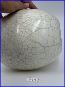 Ge-Type Ware or Guan Ware Style White Crackled Glaze Ovoid Ceramic Sculpture Ge-Type Ware or Guan Ware Style White Crackled Glaze Ovoid Ceramic Sculpture