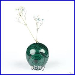 Gemstone 2.3 Malachite Hand Carved Crystal Vase Sculpture, Crystal Healing