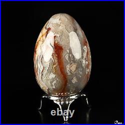 Gemstone 2.4 Red Crazy Lace Agate Hand Carved Crystal Egg, Crystal Healing