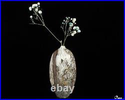 Gemstone 3.7 Red Crazy Lace Agate Hand Carved Crystal Vase Sculpture, Healing
