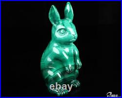 Gemstone 4.1 Malachite Hand Carved Crystal Rabbit Sculpture, Crystal Healing