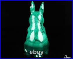 Gemstone 4.1 Malachite Hand Carved Crystal Rabbit Sculpture, Crystal Healing