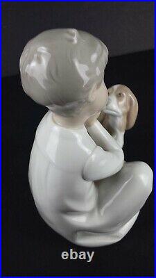 Glazed Lladro Pocelain Figurine Boy with a Dog A-11A Retired No Box
