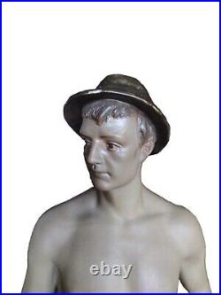 Gorgeous Ceramic Statue Of A Miner Made In Czechoslovakia Vintage Rare 17in