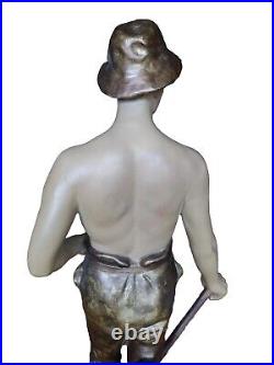 Gorgeous Ceramic Statue Of A Miner Made In Czechoslovakia Vintage Rare 17in