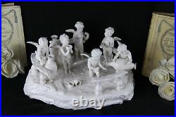 Gorgeous French Antique Bisque porcelain white putti cherubs group