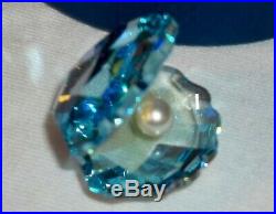 Gorgeous Swarovski Crystal Blue Clam Shell Oyster With Pearl Figure Hard To Find