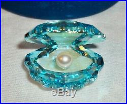 Gorgeous Swarovski Crystal Blue Clam Shell Oyster With Pearl Figure Hard To Find