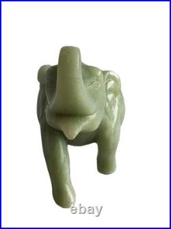 Green Jade Elephant Figurine 1485 Grams Trunk Up