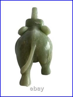 Green Jade Elephant Figurine 1485 Grams Trunk Up