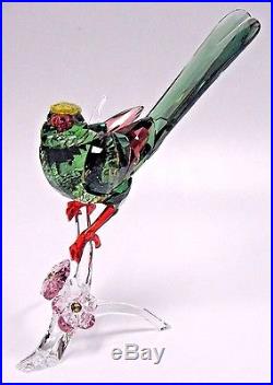 Green Magpie 2017 Vibrant Coloful Bird Flowers Swarovski Crystal #5244650