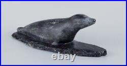 Greenlandica, Ortôrak, large sculpture of a lying seal made of soapstone