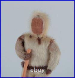 Greenlandica. Wooden figure. Inuit in traditional clothes. Approx. 1960s/70s