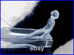 HEINRICH HOFFMANN SMALL MEDITATION Art Deco Clear Glass Nude Lady Pin Tray RARE