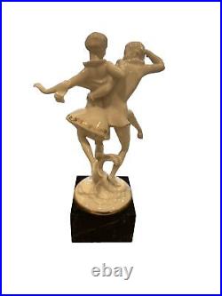 HUTSCHENREUTHER Porcelain RARE Dancing Couple by CARL WERNER withmarble Block Base