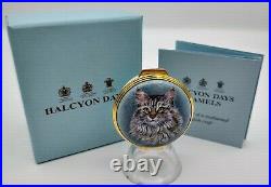 Halcyon Days Anne Upson CAT trinket box hand painted England
