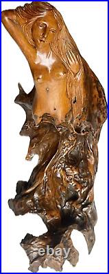 Hand Carved wooden Nude Woman Large Statue Bali Philippines Indonesia