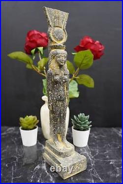 Handmade Egyptian Hathor Goddess wearing Sun disc, Cow Goddess, made in Egypt