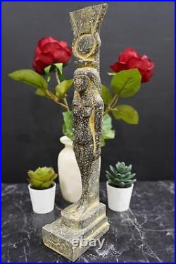 Handmade Egyptian Hathor Goddess wearing Sun disc, Cow Goddess, made in Egypt