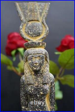 Handmade Egyptian Hathor Goddess wearing Sun disc, Cow Goddess, made in Egypt