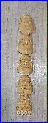 Harold H. L. Enlow Resin Wood Carvings Santa Claus StudyStick 1991, Vintage Rare