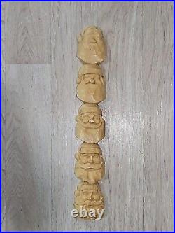 Harold H. L. Enlow Resin Wood Carvings Santa Claus StudyStick 1991, Vintage Rare